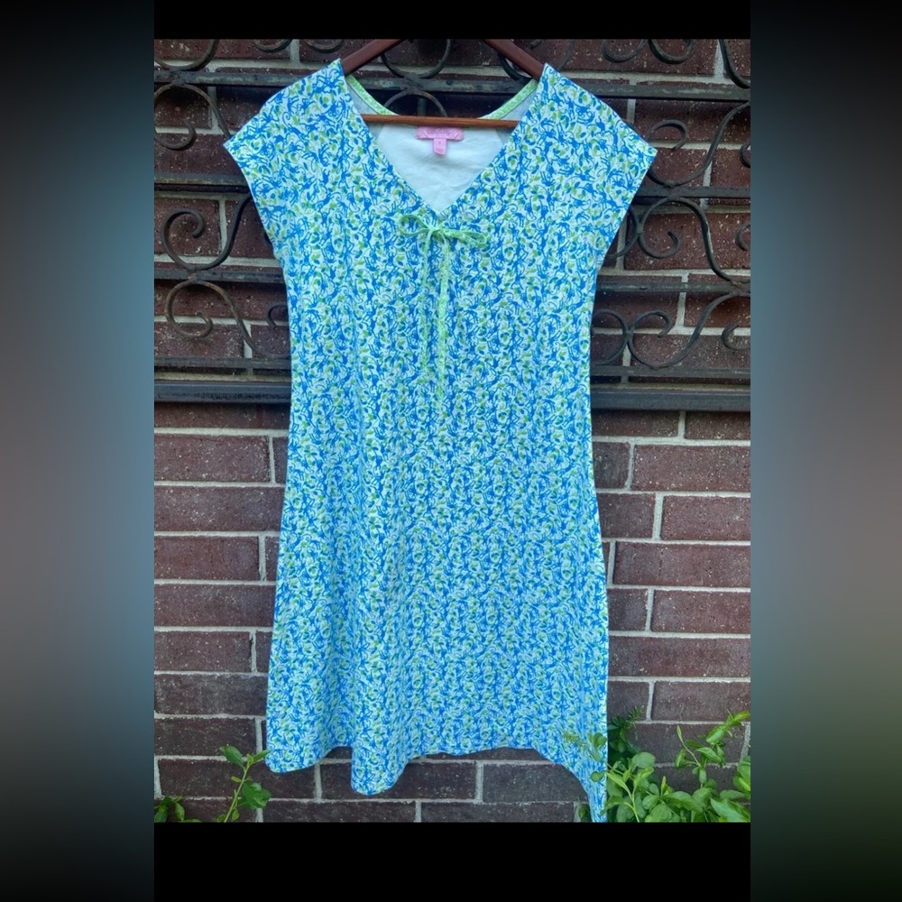 Lilly Pulitzer Blue/Green Monkey Print Lounge Dress Size Small